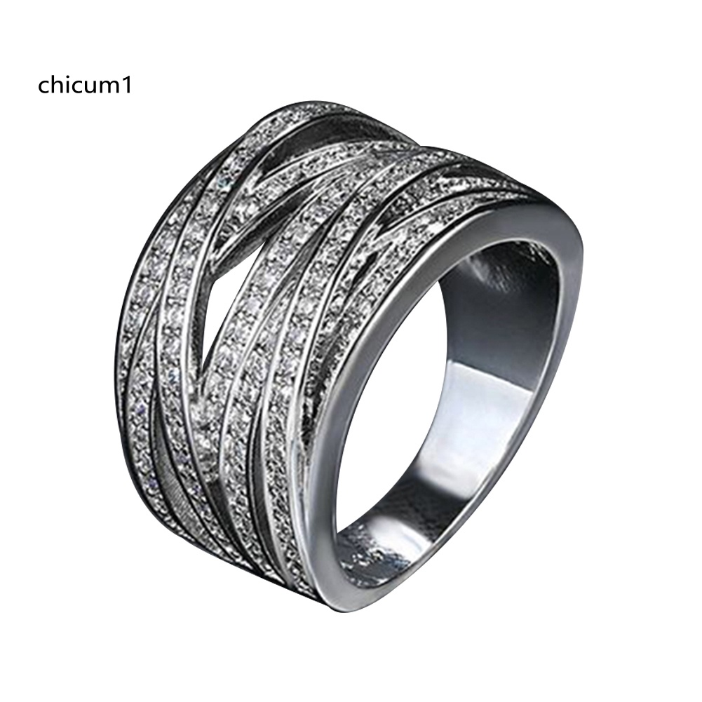 Nhẫn Đính Hôn Nhiều Lớp Đính Đá Cho Nữ