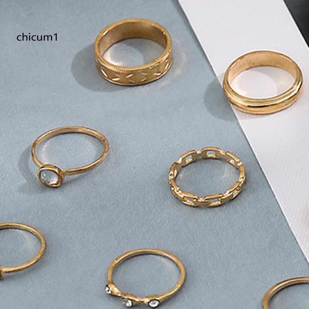 Set 14 Nhẫn Đeo Khớp Ngón Tay Mạ Điện Hình Trái Tim Sáng Bóng Unisex