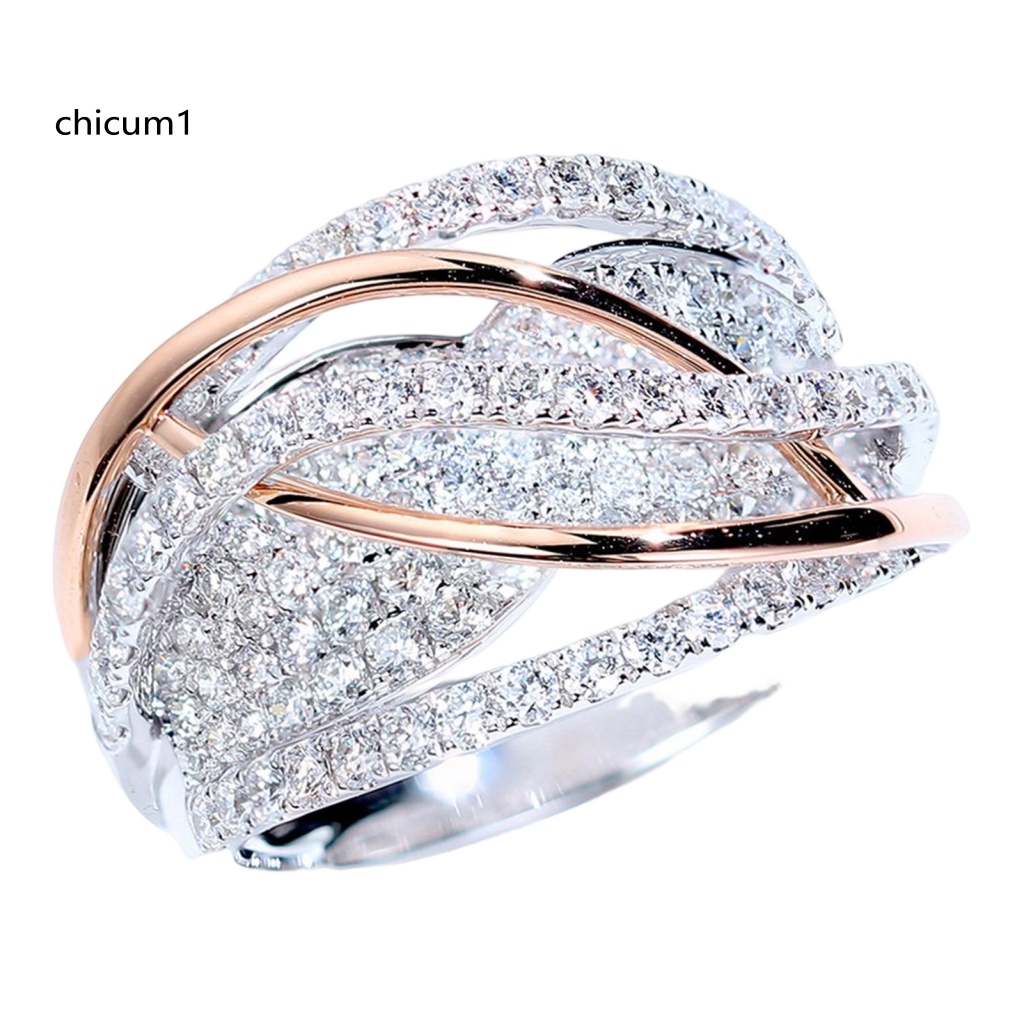 Nhẫn Cưới Dạng Xoắn Đính Đá Màu Sắc Tương Phản Dành Cho Nữ