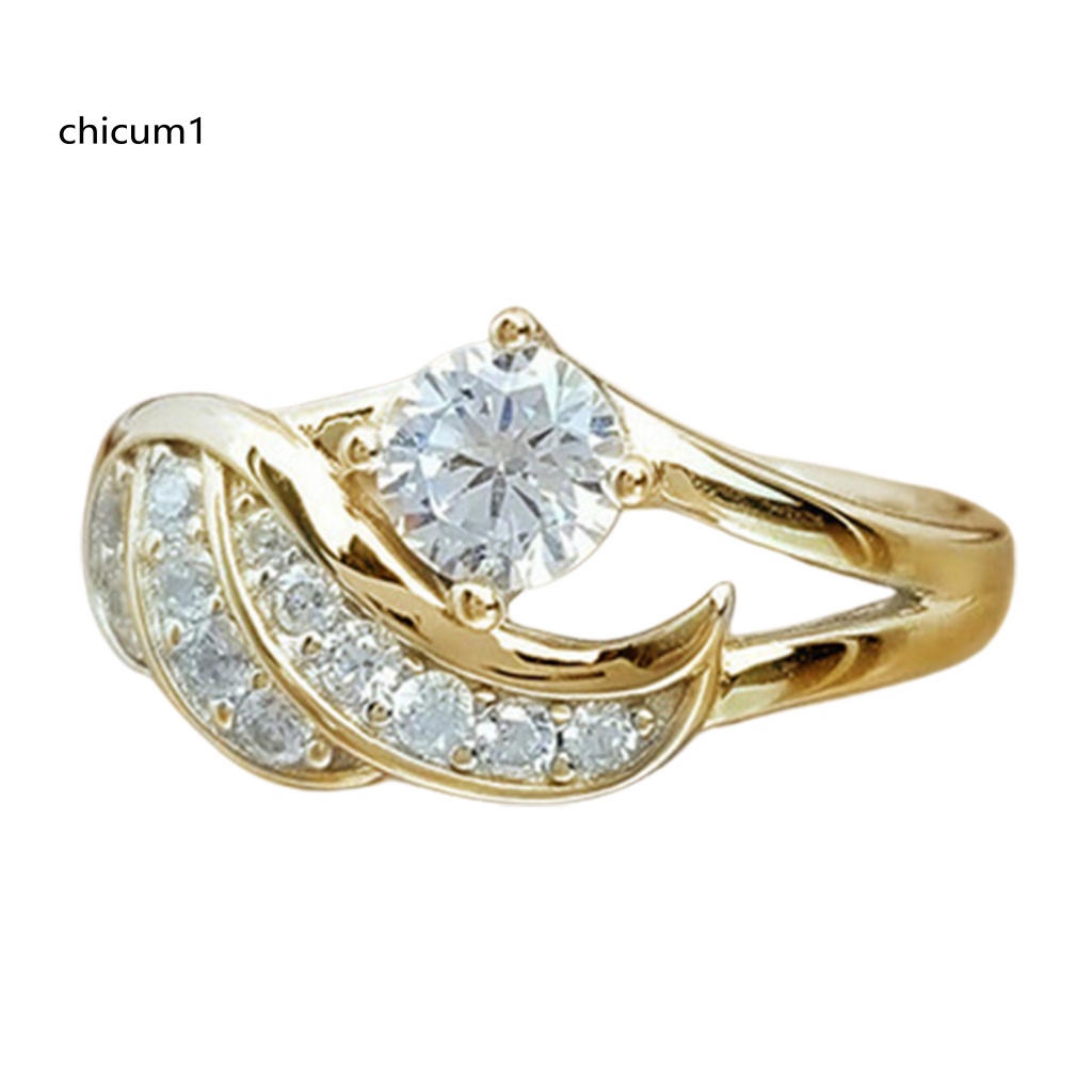 Nhẫn Cưới Hợp Kim Đính Đá Zircon Hình Cánh Thiên Thần