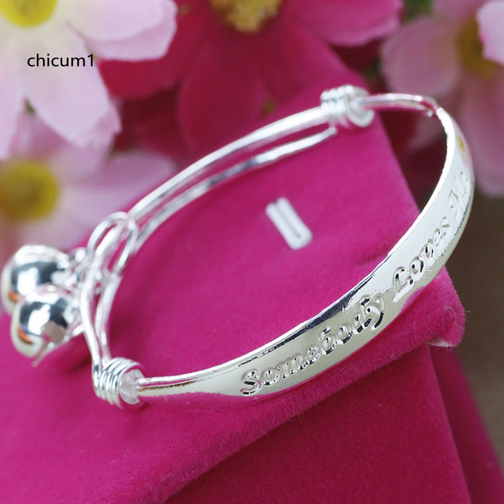 Set 2 Vòng Tay Mạ Bạc Đính Chuông Xinh Xắn Cho Bé