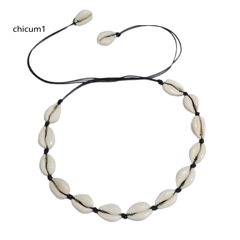Vòng Cổ Choker Dây Bện Gắn Vỏ Sò Phong Cách Hawaii Cho Nữ