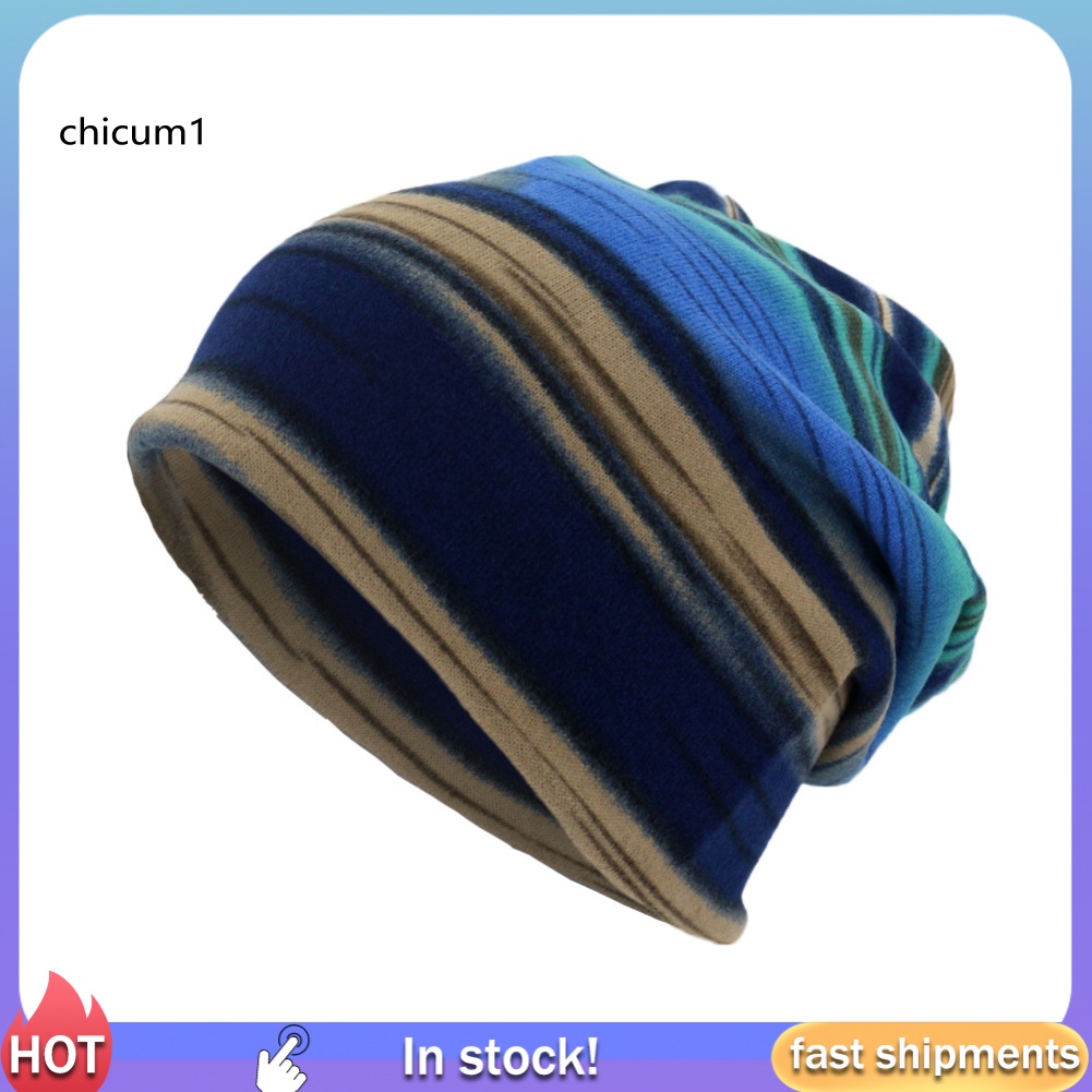 Mũ Beanie Kiêm Khăn Choàng Cổ 2 Trong 1 Kẻ Sọc Thời Trang Mùa Đông Cho Nam Và Nữ
