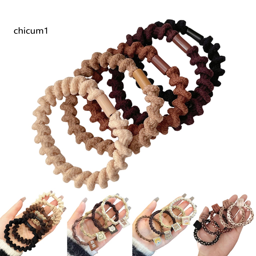 Set 4 / 5 Dây Cột Tóc Co Giãn Nhiều Màu Sắc Thời Trang Dành Cho Nữ