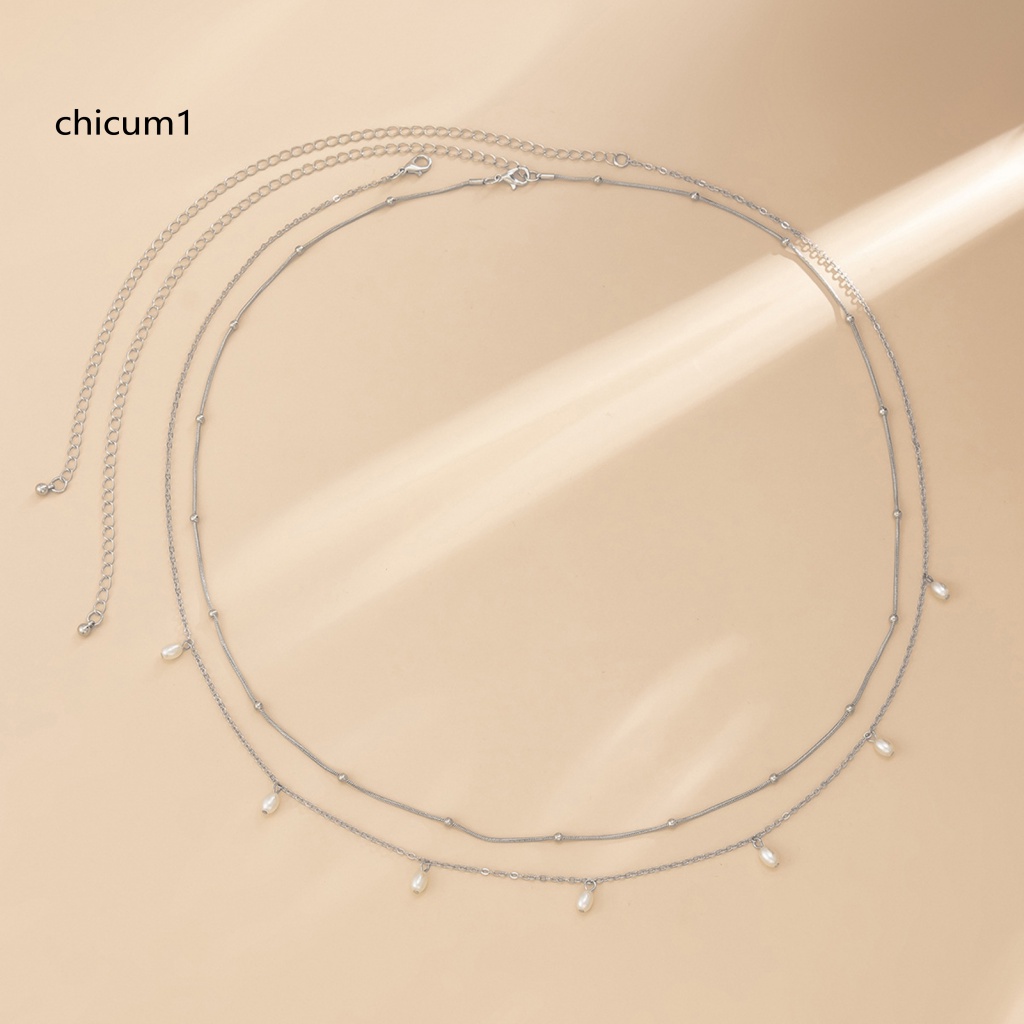 Set 2 Dây Xích Đeo Hông Hai Lớp Đính Ngọc Trai Nhân Tạo Có Thể Điều Chỉnh Cho Nữ