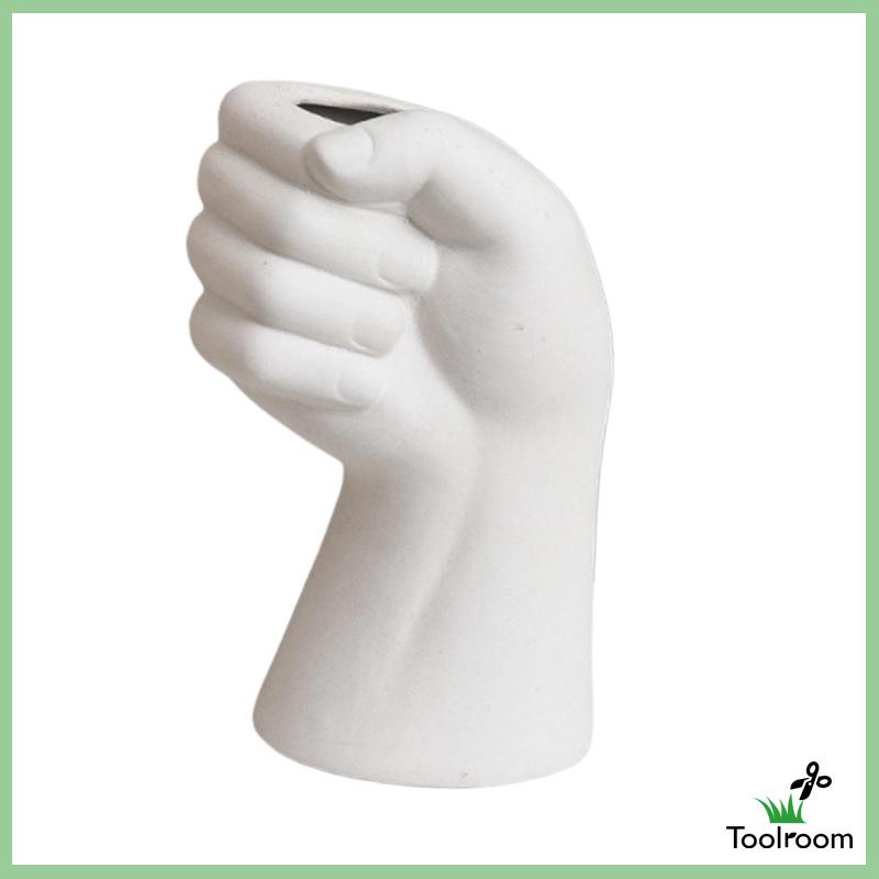 Lọ Hoa Bằng Gốm Hình Cánh Tay Người Màu Trắng Dùng Trang Trí