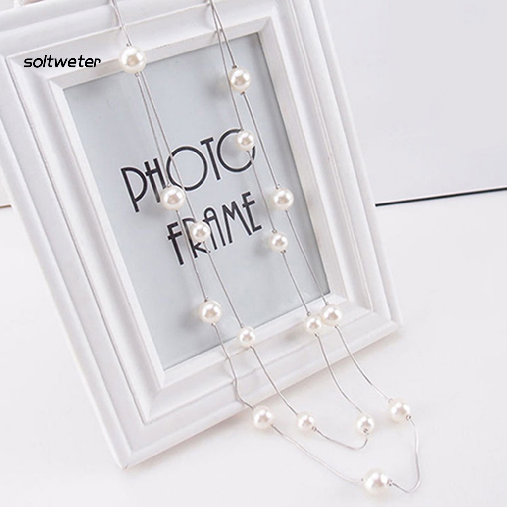 Vòng Cổ Hai Lớp Bằng Hợp Kim Đính Ngọc Trai Giả Dùng Trang Trí Tiệc