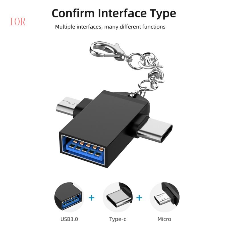 Đầu Chuyển Đổi IOR 2 Trong 1 Type-C Micro USB3 0 OTG Cho Điện Thoại