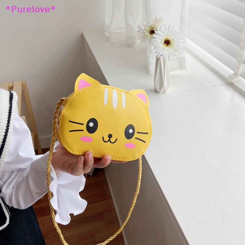 Túi Đeo Chéo Mini Có Khóa Kéo In Hình Mèo Dễ Thương Thời Trang Mùa Hè Cho Bé Trai Và Gái Mới