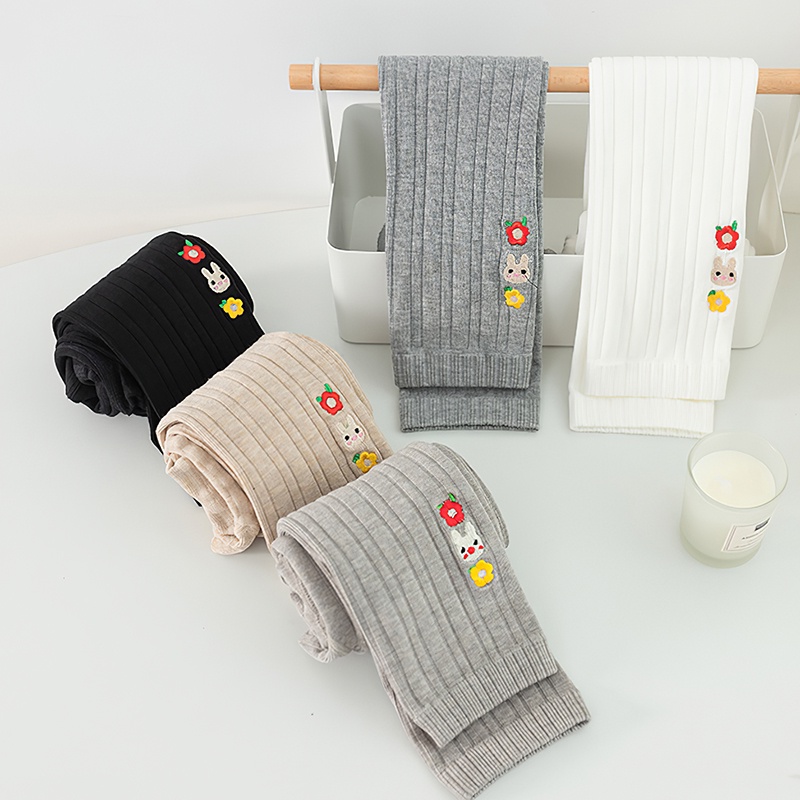Quần Legging Thêu Họa Tiết Hoạt Hình Phong Cách Hàn Quốc Xinh Xắn Cho Bé Gái 3-11 Tuổi