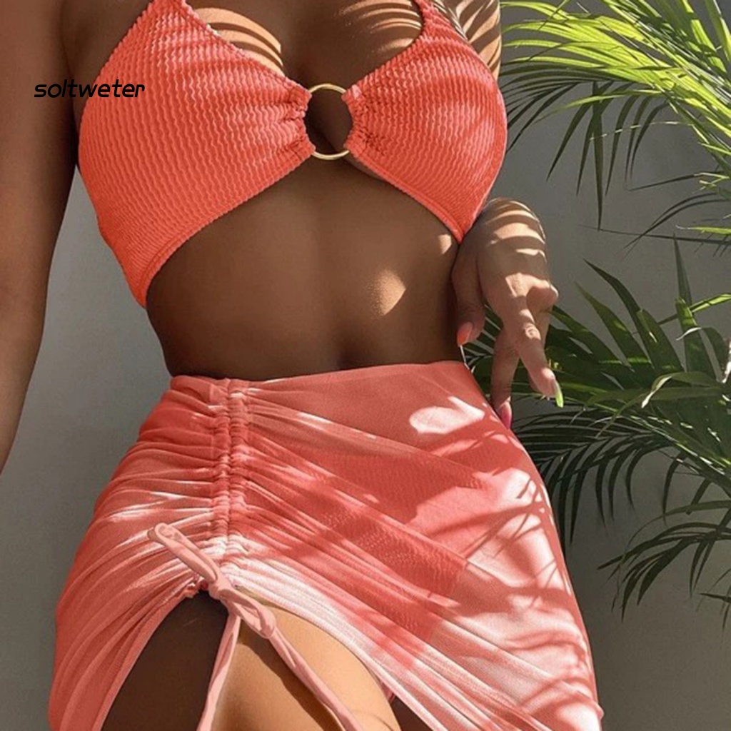 Bộ Bikini 3 Mảnh Màu Sắc Thời Trang Gợi Cảm Cho Nữ