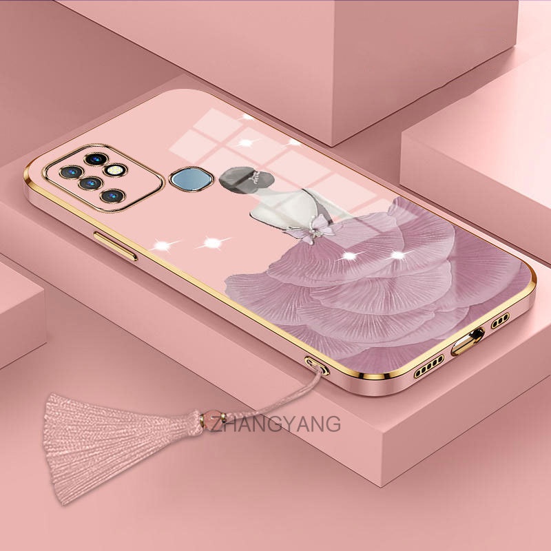 Ốp Điện Thoại TPU Silicon Mềm Chống Rơi Mạ Viền Tua Rua Cho infinix hot 10
