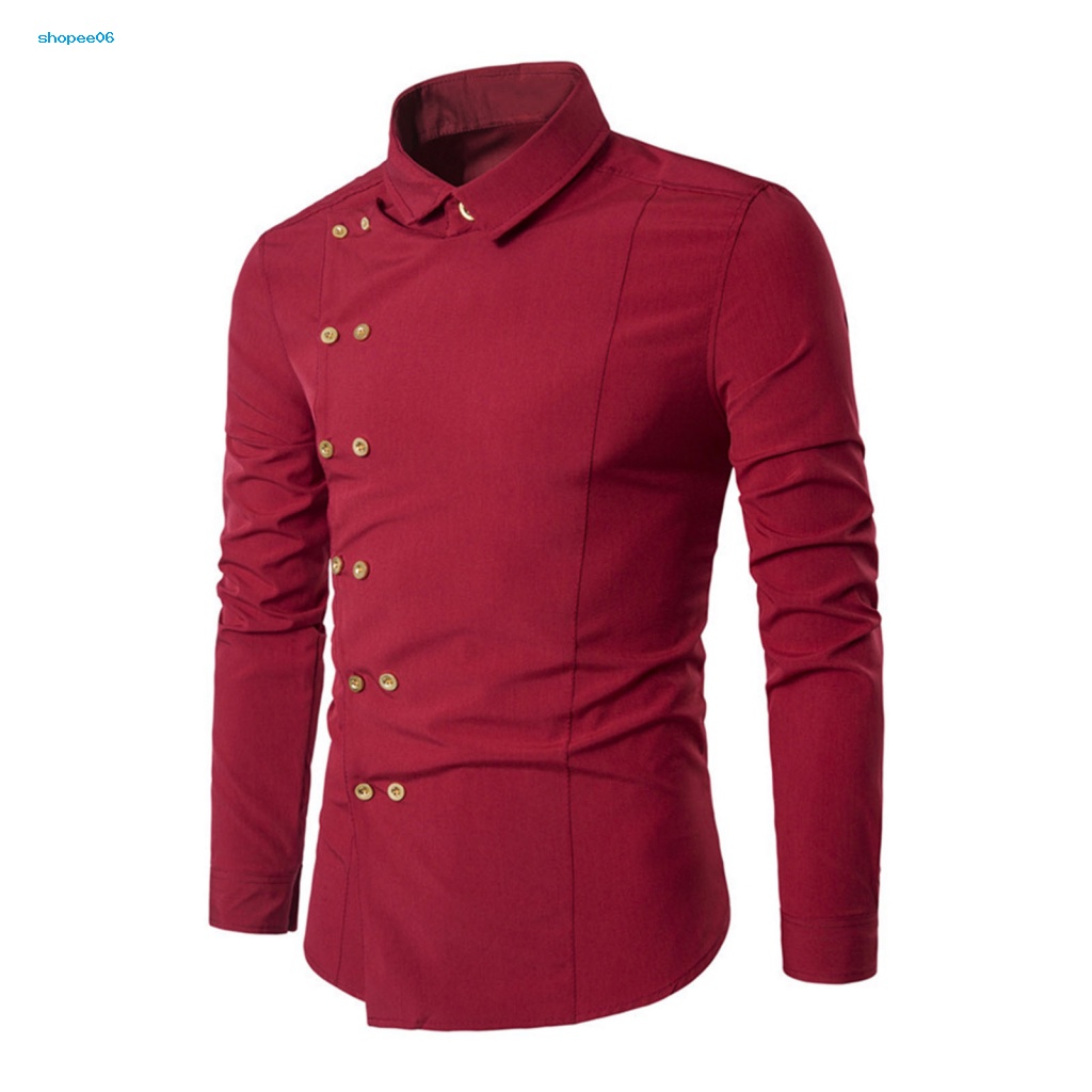 Áo Sơ Mi Nam Cổ Bẻ Hai Hàng Nút Cài Màu Sắc Thanh Lịch