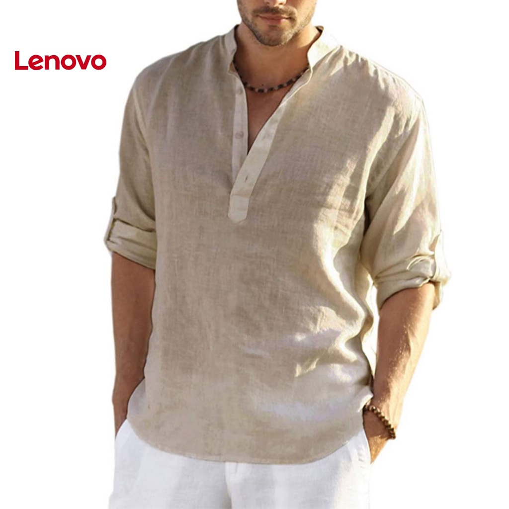 Áo Sơ Mi Nam Dài Tay Cổ Chữ V Màu Sắc Thanh Lịch