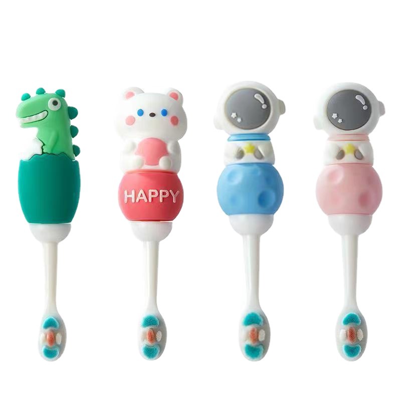 Bàn chải đánh răng trẻ em, bàn chải đánh răng mềm mịn cho bé, tay cầm ngắn hoạt hình bảo vệ răng, bao bì độc lập