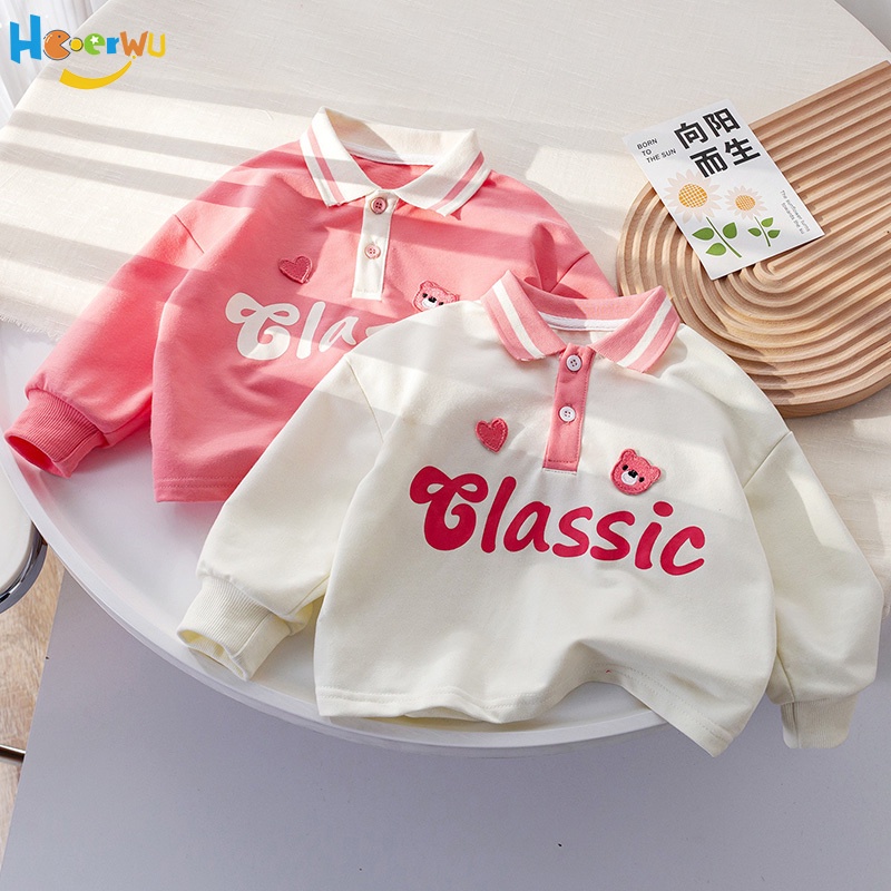 Haoerwu Áo Sweater Chui Đầu Tay Dài Cổ polo Màu Tương Phản Ngọt Ngào Phong Cách Hàn Quốc Cho Nữ