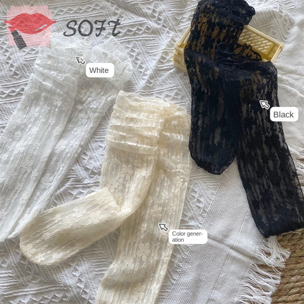 SOFTNESS Set 2 Đôi Tất Ren Trong Suốt Thoáng Khí 3 Màu Thời Trang Cho Nữ