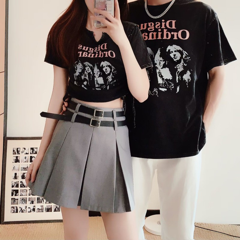 Áo Thun Tay Ngắn Phong Cách Retro Cho Cặp Đôi Đồ đôi đồ cặp nam nữ