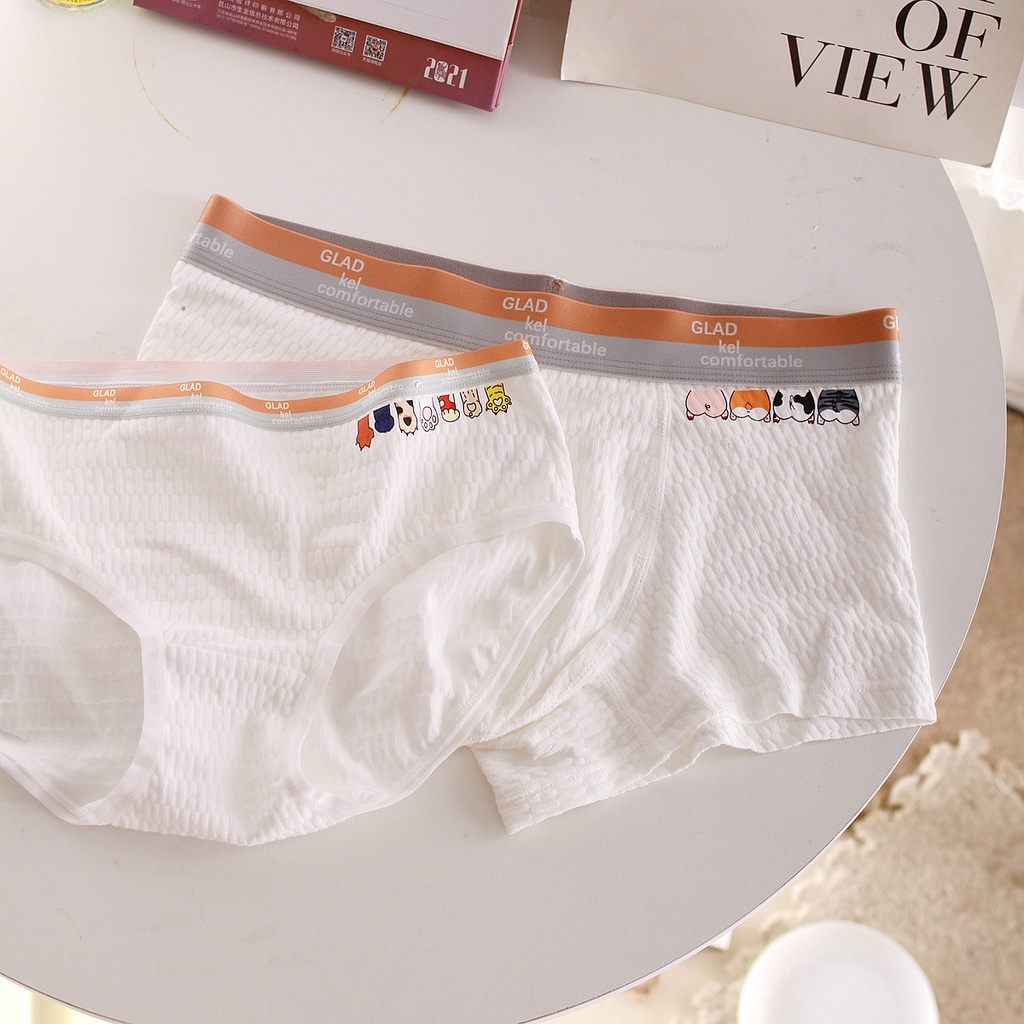 Quần Lót Boxer Cotton Mỏng Họa Tiết Hoạt Hình Xinh Xắn Cho Cặp Đôi