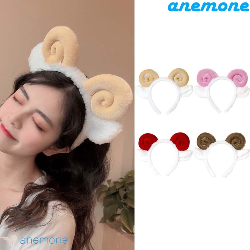 ANEMONE Băng Đô Cài Tóc Rửa Mặt Hình Tai Cừu Họa Tiết Hoạt Hình Dễ Thương