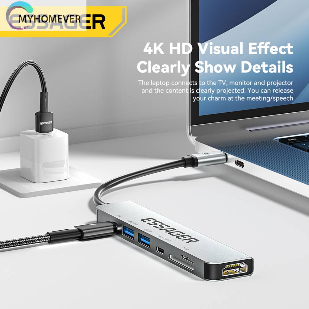 Bộ Chia Cổng USB Type-C HDMI 7 Trong 1 Hỗ Trợ PD60W