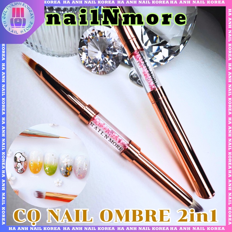 "Dual Brush Ombre 2in1 nailNmore": Cọ Vẽ Ombre Nail Nghệ Thuật Cao Cấp Hàn Quốc - Thiết kế đẹp mắt với thân cán đá 2in1