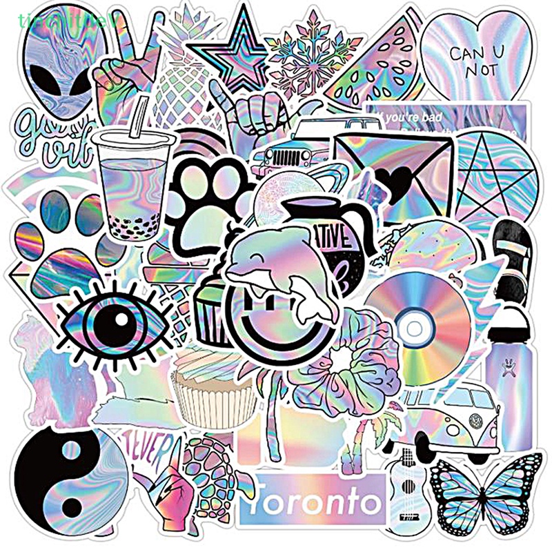 Bộ 50 Miếng Dán Trang Trí Vali Đàn Guitar / Mũ Bảo Hiểm Họa Tiết Graffiti