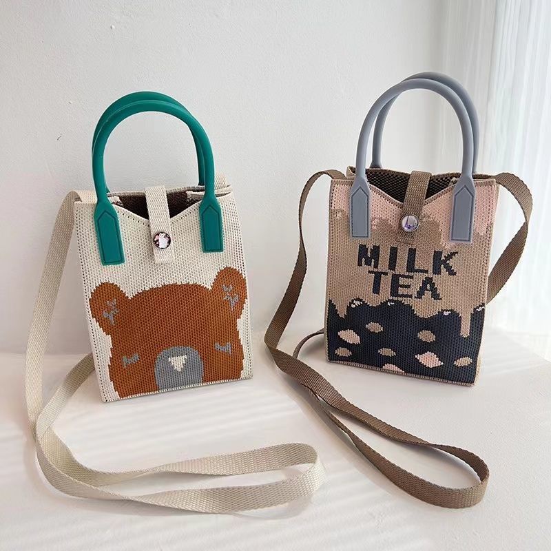 Túi Đeo Chéo Đan Len Đựng Điện Thoại / Chìa Khóa Họa Tiết Hoạt Hình Thời Trang Mới 2023