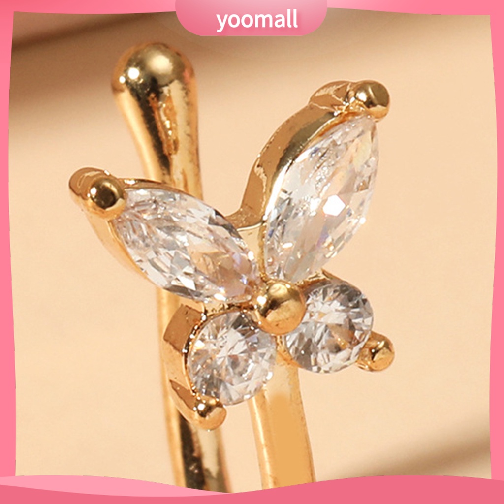 Khuyên Mũi Hình Bướm Đính Đá Mạ Điện Đơn Giản