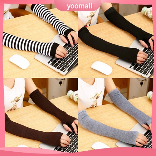 Găng Tay Len Dài Hở Ngón Giữ Ấm Thời Trang Cho Nữ
