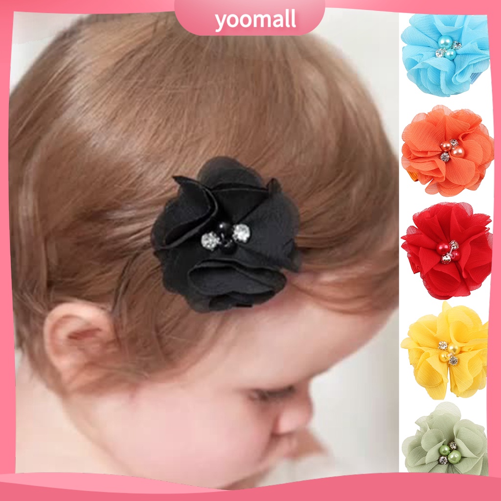 [YM] Kẹp Tóc Bắt Sáng Trang Trí Hoa Tinh Tế Dễ Mặc Hàng Ngày Cho Trẻ Em
