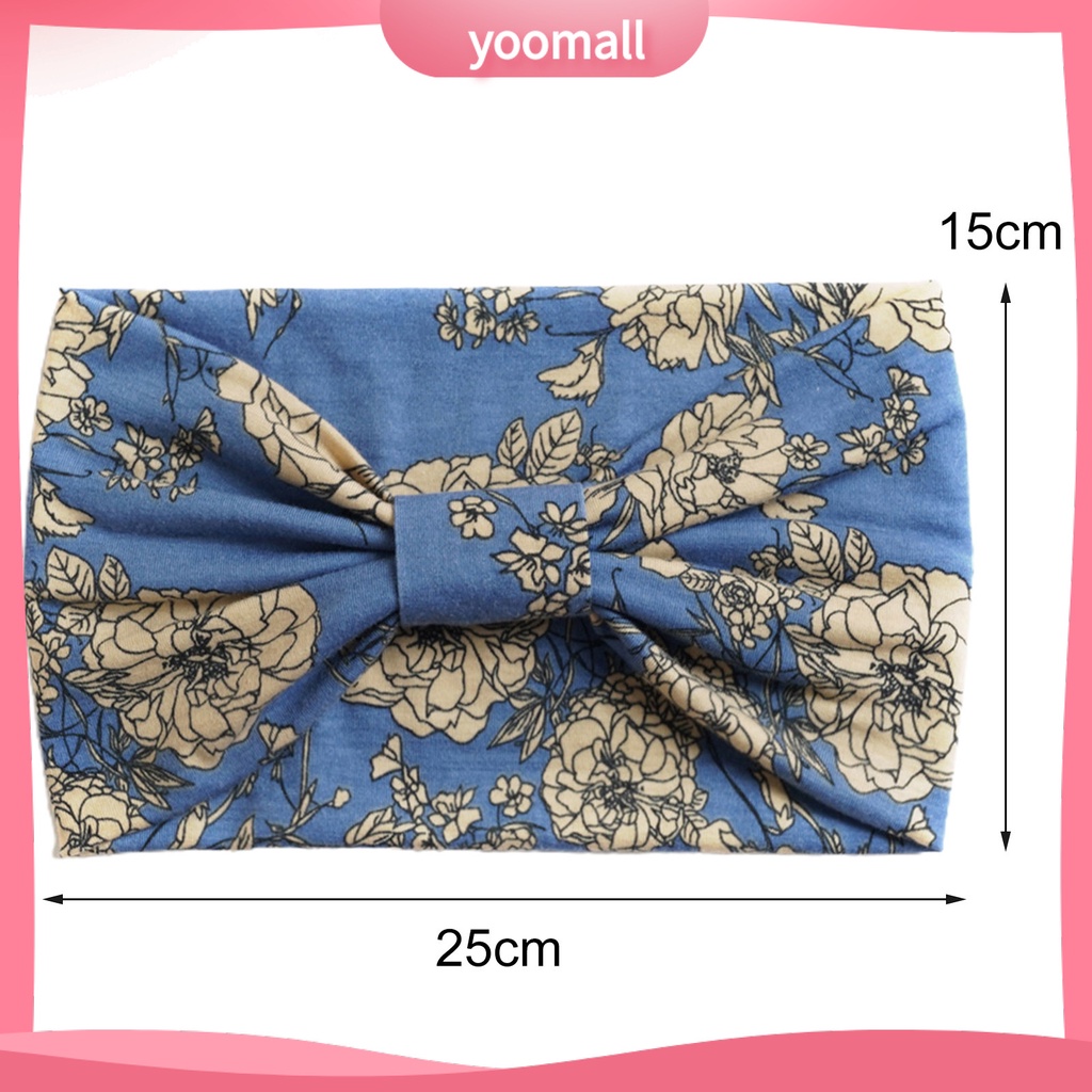 Băng Đô Cài Tóc Bản Rộng Chống Trượt Thấm Hút Mồ Hôi In Họa Tiết Hoa Phong Cách Bohemia Cho Nữ