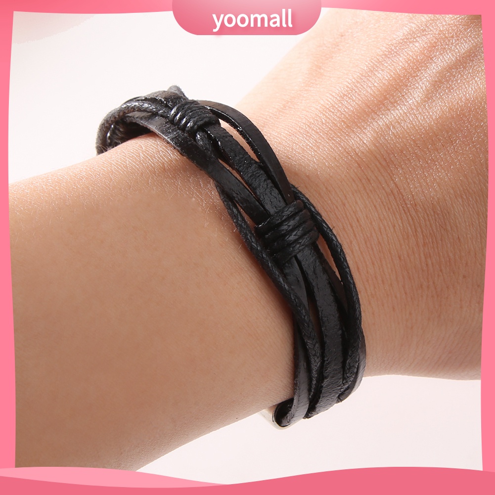 Vòng Tay Giả Da Nhiều Lớp Thời Trang Cho Nam