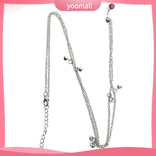 Khuyên Rốn Phối Dây Xích Đính Đá Cá Tính Cho Nữ