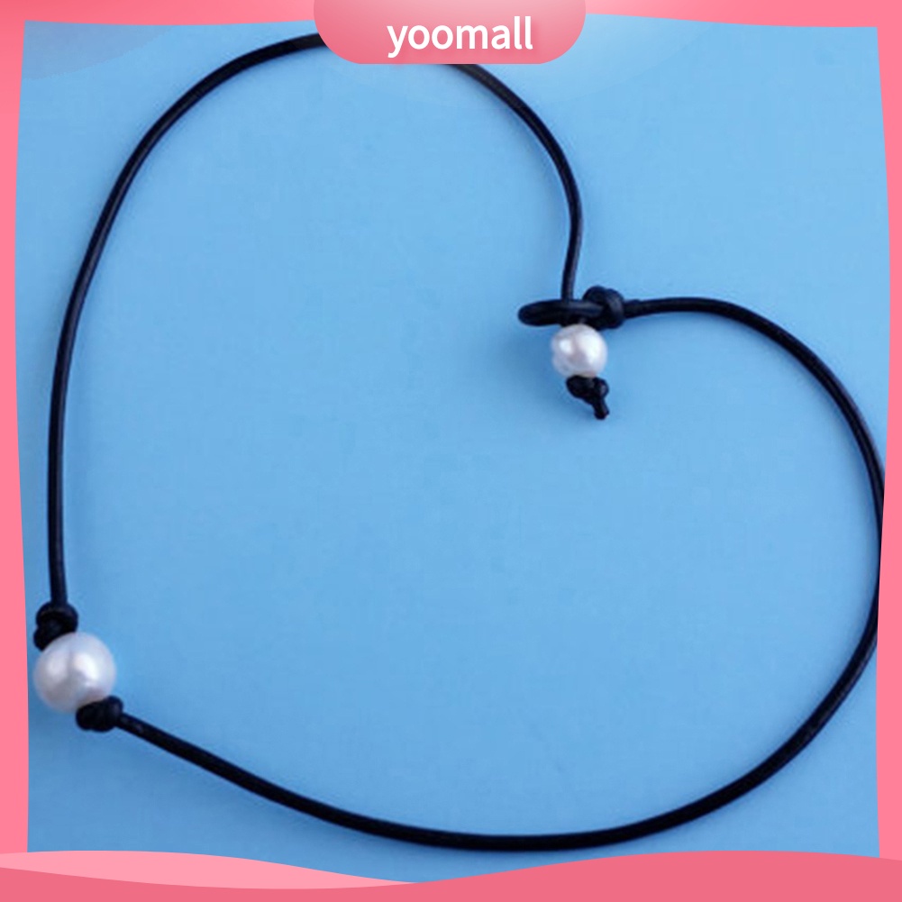 Vòng Cổ Choker Dây Da Đính Hạt Ngọc Trai Nhân Tạo Đơn Giản Dành Cho Nữ
