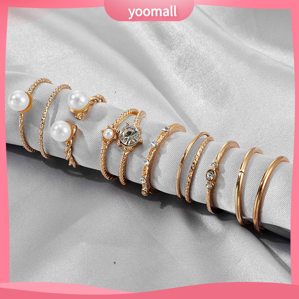 Set 5 / 8 Nhẫn Hở Đính Ngọc Trai Nhân Tạo Phong Cách Bohemian