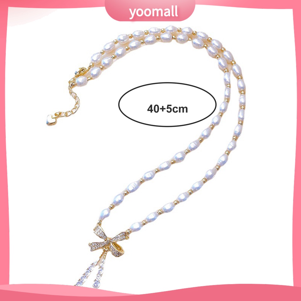 [YM] Vòng Cổ Choker Đính Ngọc Trai Giả Thắt Nơ Dễ Phối Đồ Cho Nữ
