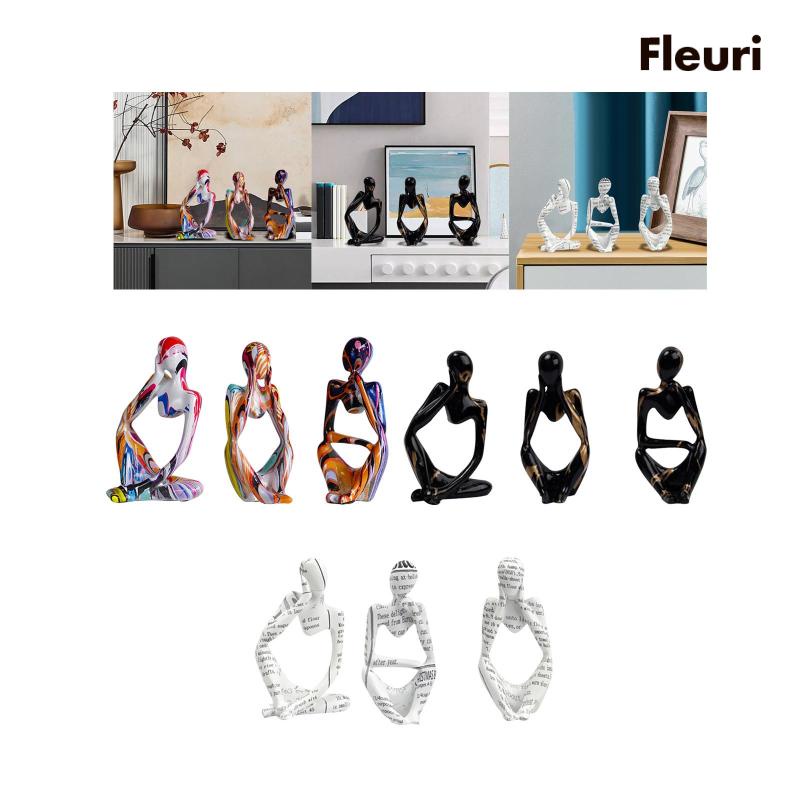 Bộ 3 Bức Tượng Nghệ Thuật Trừu Tượng Ngồi Trong Nhà