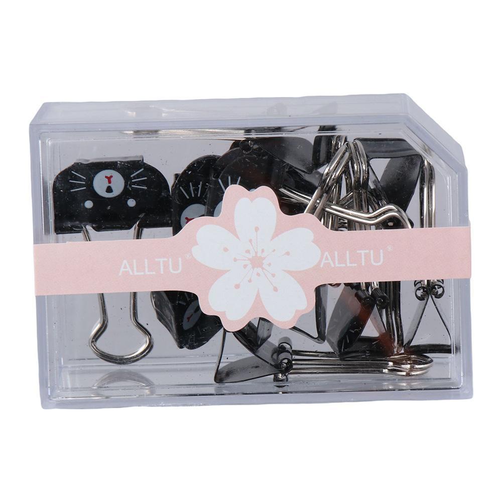 CHOOKEY Set 12 Kẹp Giấy Bằng Kim Loại Màu Đen Hình Mèo