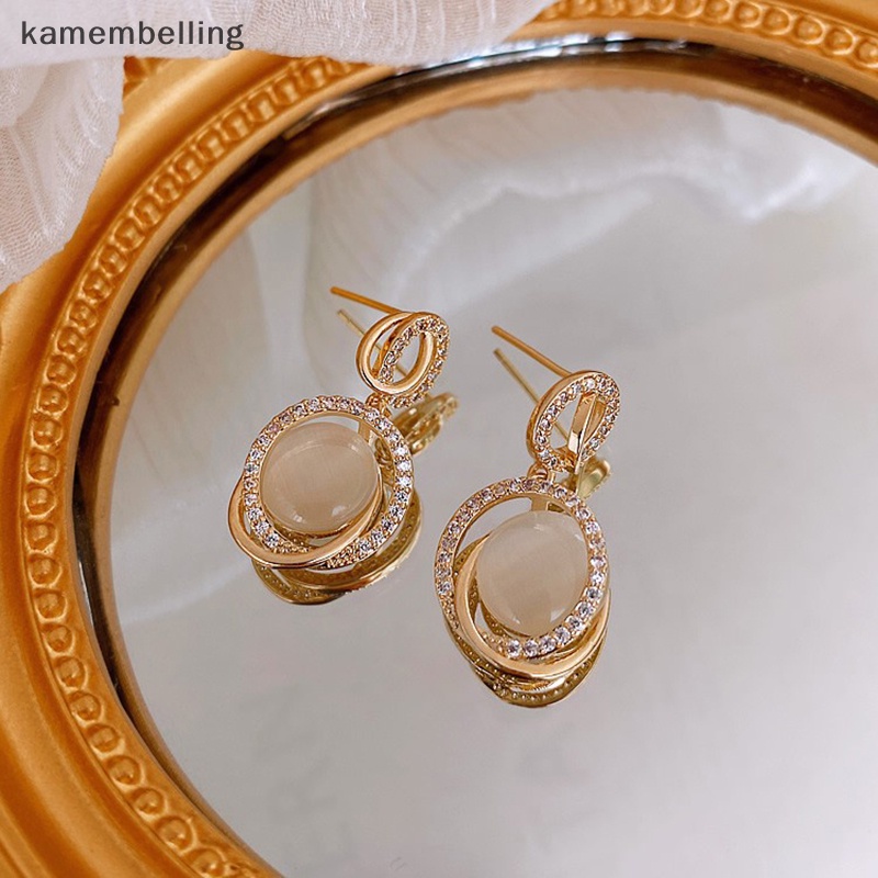 Đôi Khuyên Tai Đính Đá Opal Thời Trang Cho Nữ