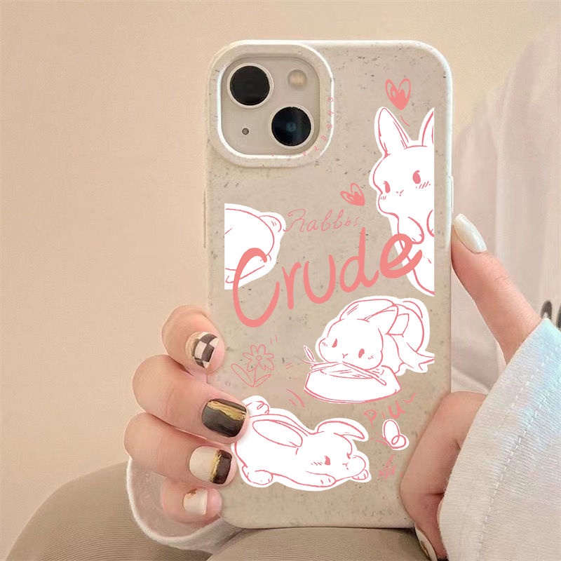 Ốp Điện Thoại Mềm Chống Sốc Màu Hồng In Hình Thỏ Cho Iphone 12 8713 14pro max11 plus
