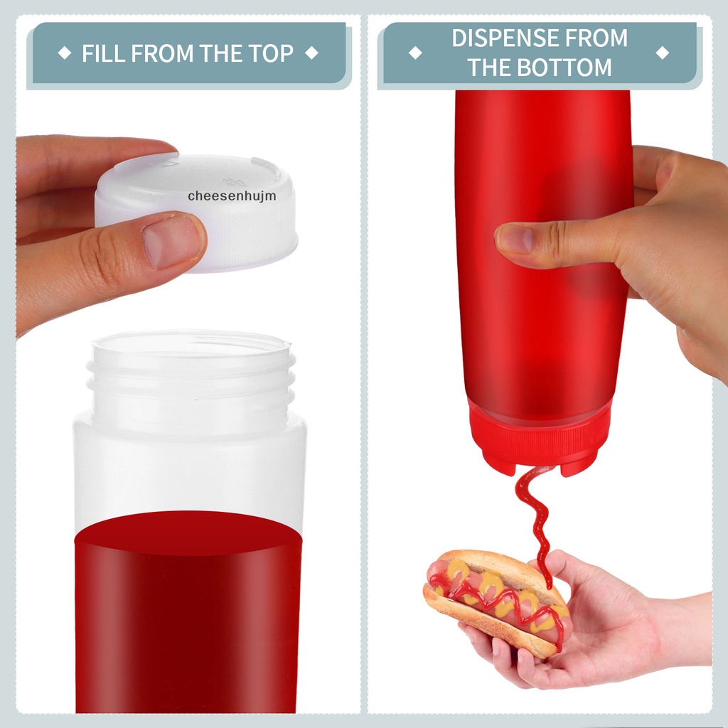 Set 6 Chai Nhựa Đựng Gia Vị Dạng Bóp 24oz Có Thể Tái Sử Dụng