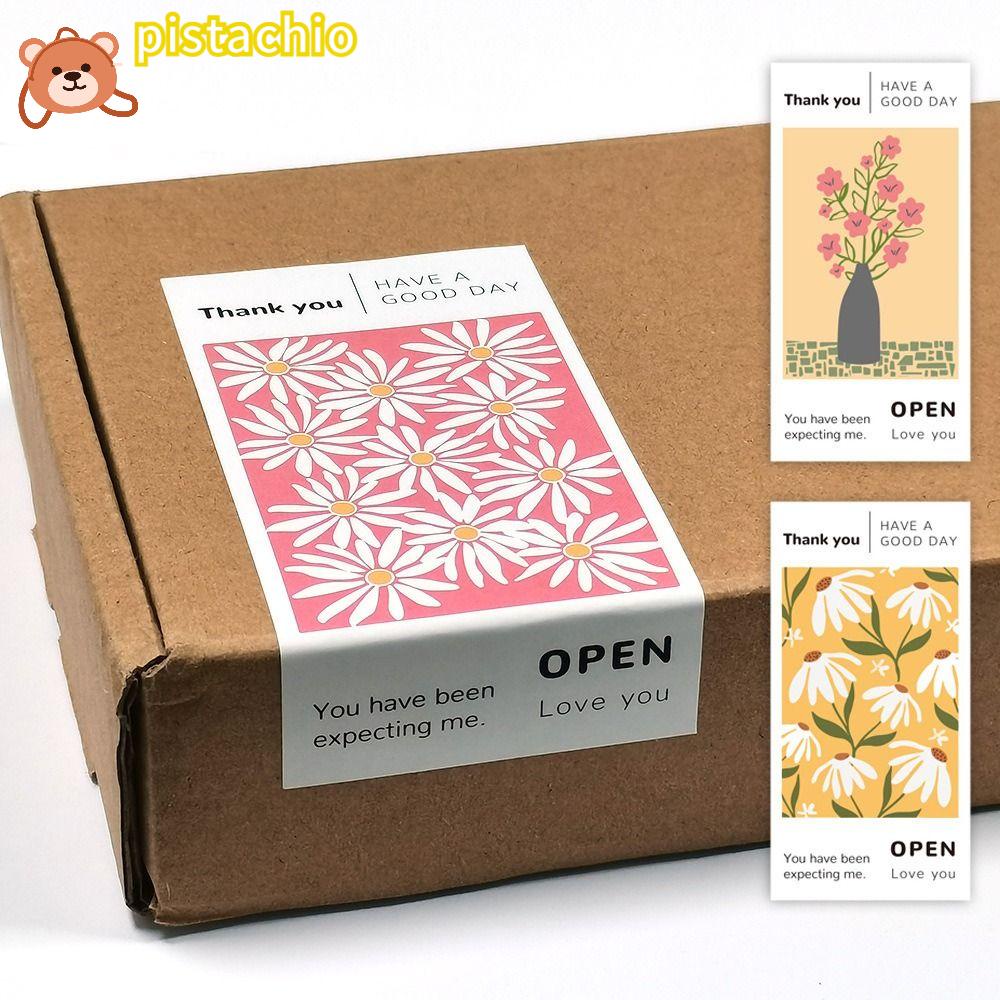 PISTA Bộ 50 Miếng Dán 5 * 10cm In Chữ Thank You Và Hoa