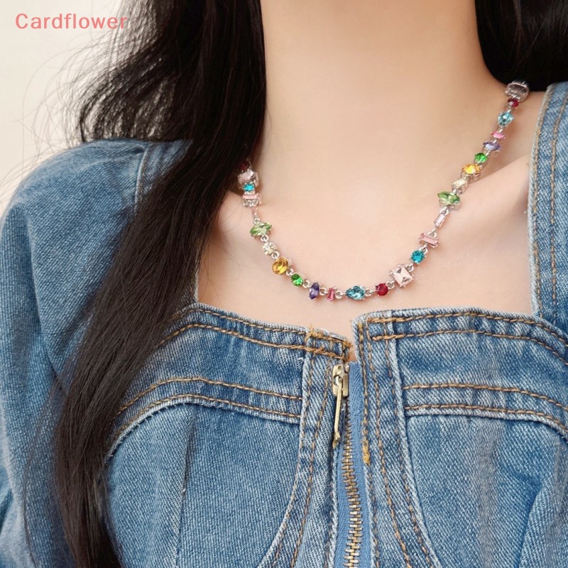 < Cardflower > Vòng cổ Thời Trang Nữ Mặt Đá Zircon Pha Lê Ngọt Ngào Đơn Giản Cá Tính Mới