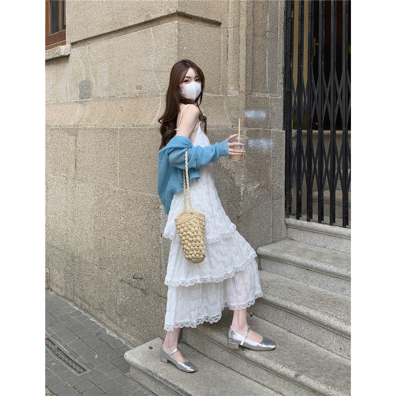 Đầm Hai Dây Xếp Tầng Phong Cách Hàn Quốc Thời Trang Đi Biển Mùa Hè Cho Bé Gái
