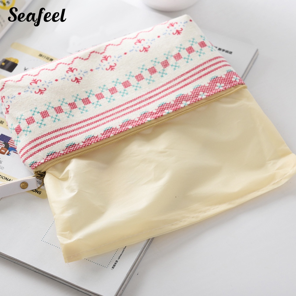 Túi Đựng Bút Bằng Vải Lanh Cotton Họa Tiết Cá Voi Gấu Hoạt Hình Dễ Thương