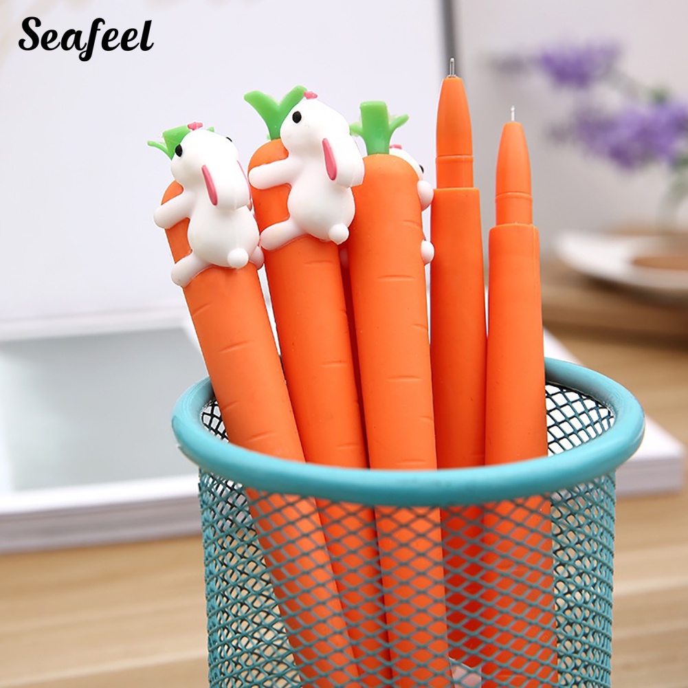 Bút Mực Gel Đen Ngòi 0.5mm Hình Thỏ Cà Rốt Dễ Thương