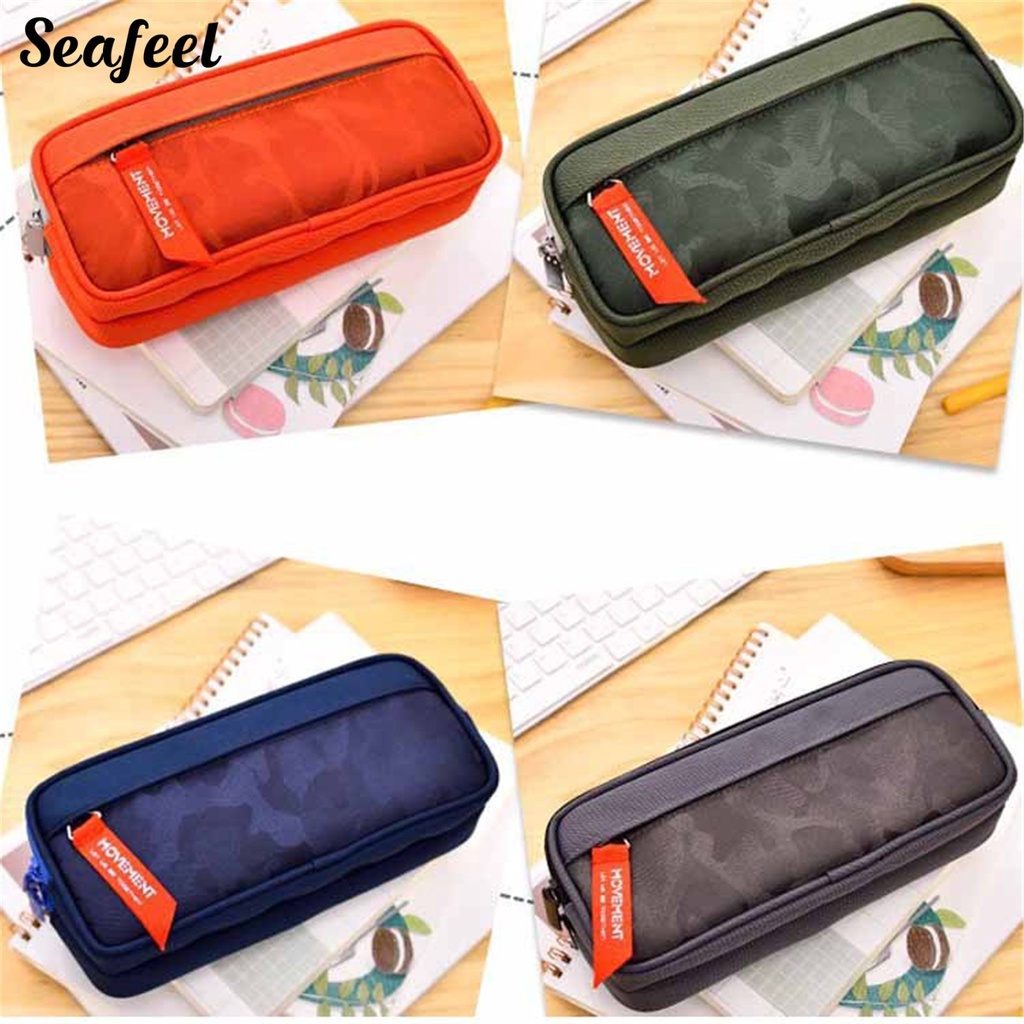 Túi Đựng Bút Nhiều Ngăn Cỡ Lớn Có Khóa Kéo Tiện Lợi Dành Cho Học Sinh