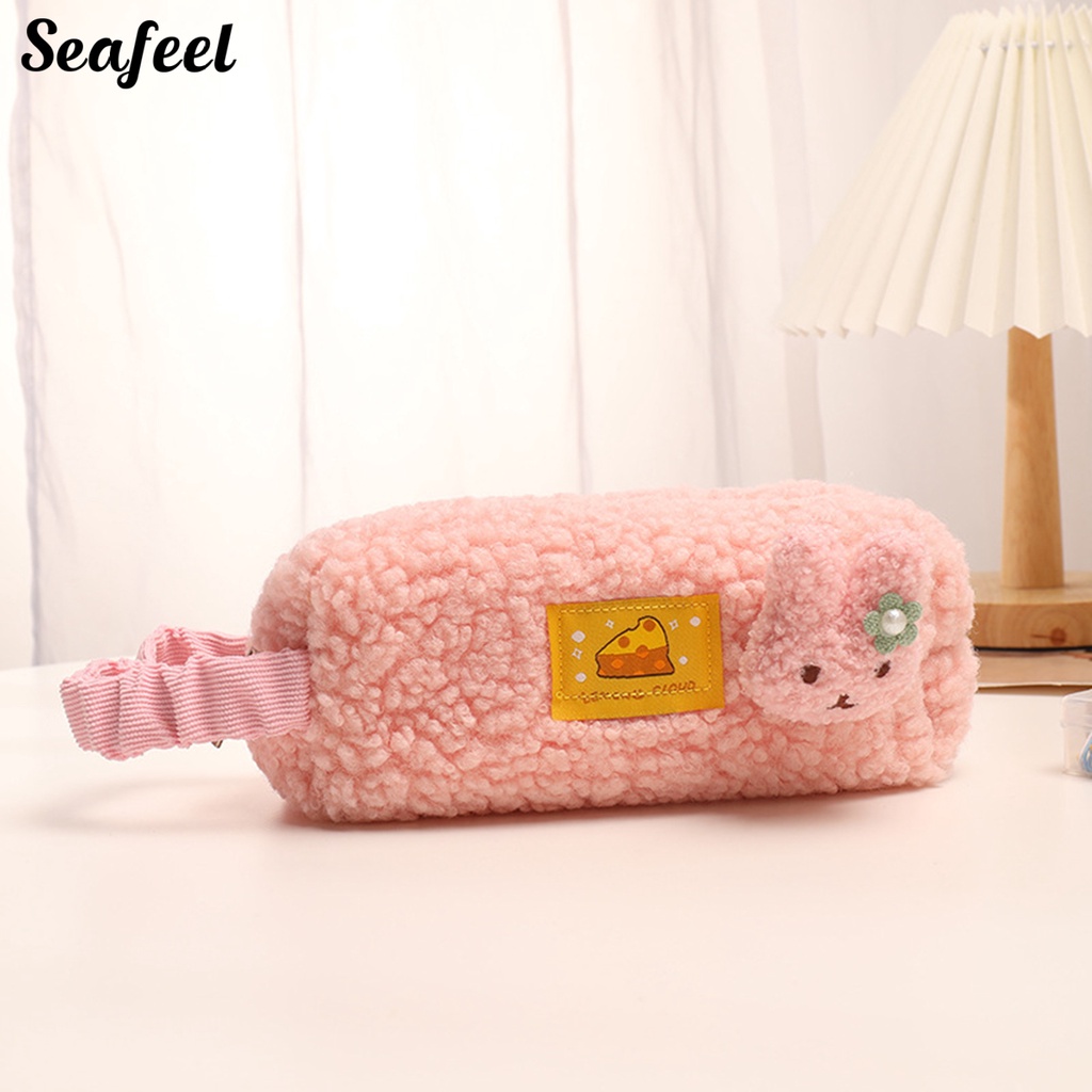 Túi Đựng Bút Chì Sức Chứa Lớn Có Tay Cầm Họa Tiết Thỏ Hoạt Hình