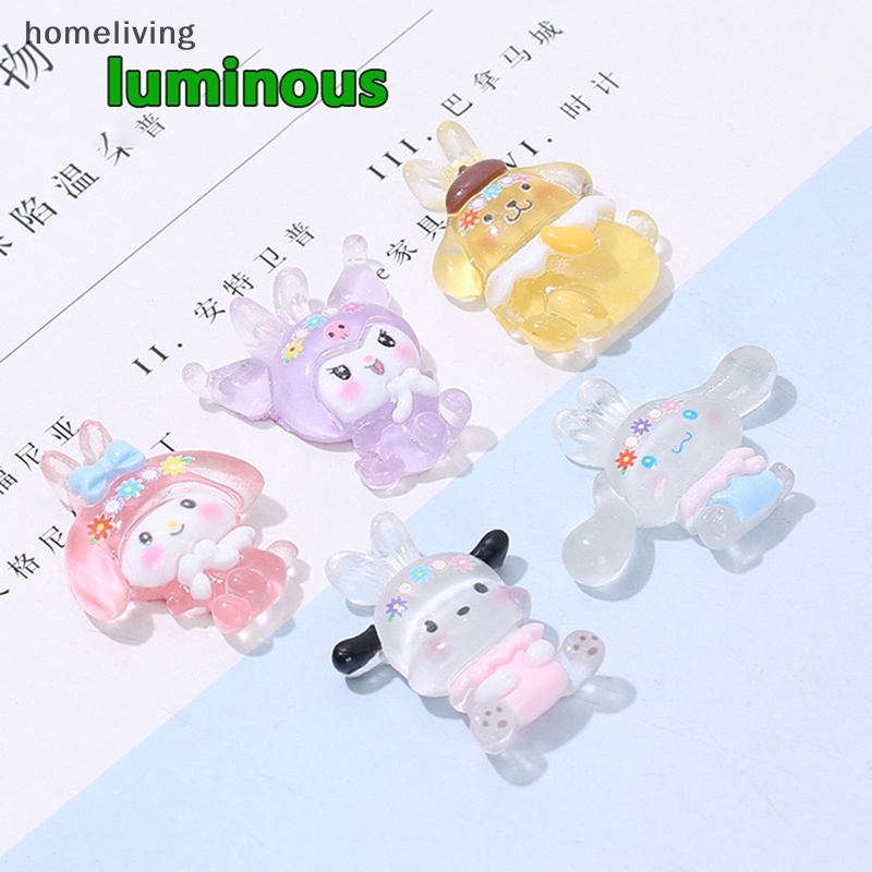 Bộ 5 Miếng Dán Trang Trí Điện Thoại Hình Bông Hoa Mini Bằng Resin Dạ Quang DIY